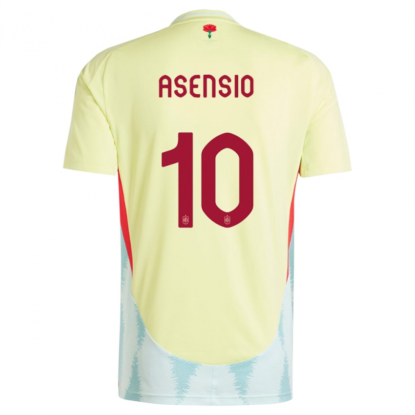 ילדים ספרד מרקו אסנסיו #10 צהוב הרחק ג'רזי 24-26 חולצה קצרה