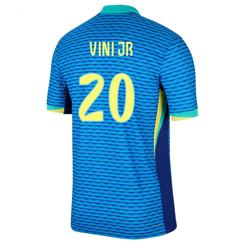 ילדים ברזיל ויניסיוס ג'וניור #20 כְּחוֹל הרחק ג'רזי 24-26 חולצה קצרה