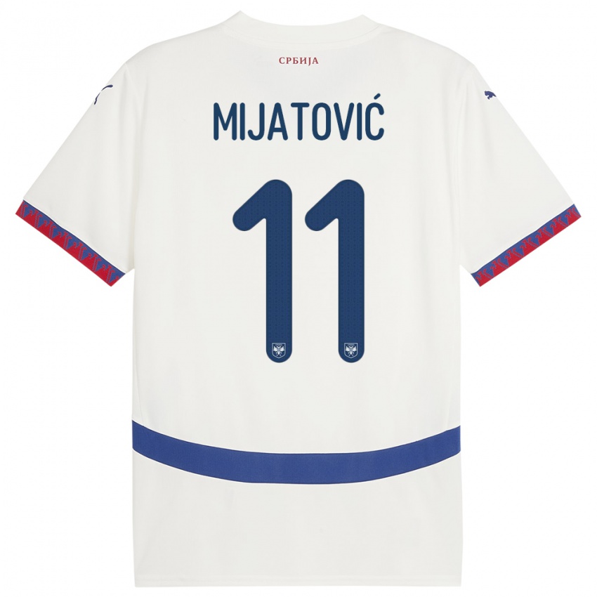 ילדים סרביה יובאן מיאטוביץ׳ #11 לבן הרחק ג'רזי 24-26 חולצה קצרה