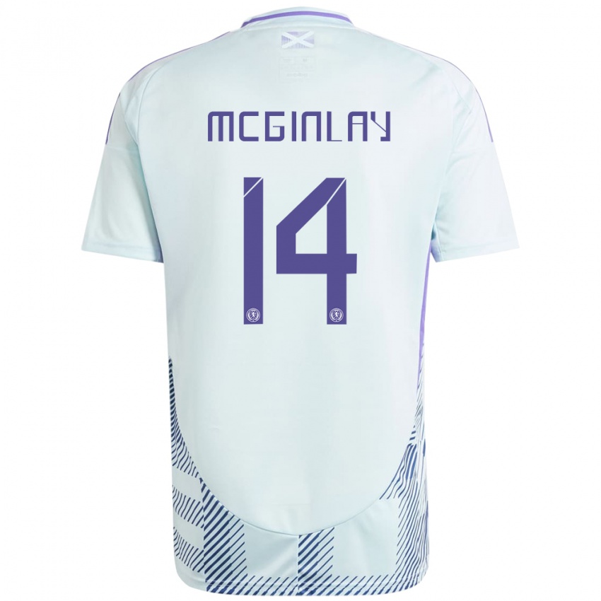 ילדים סקוטלנד Aiden Mcginlay #14 כחול מנטה בהיר הרחק ג'רזי 24-26 חולצה קצרה