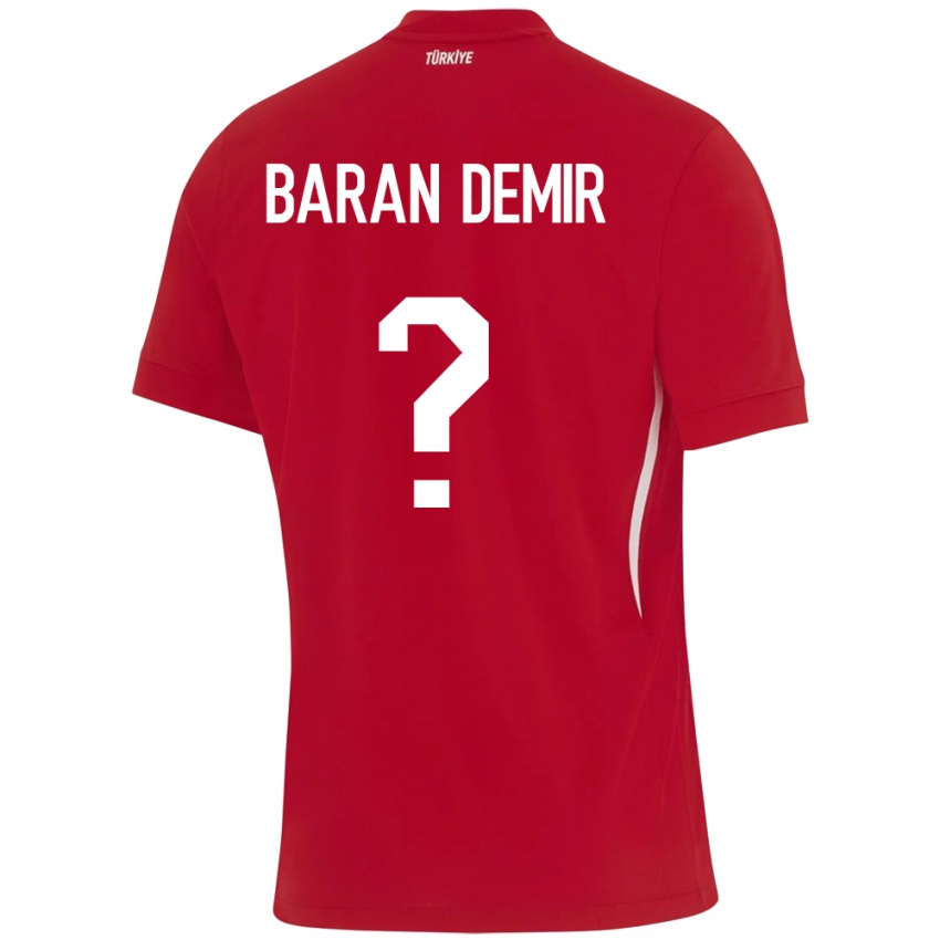 ילדים טורקיה Tuna Baran Demir #0 אָדוֹם הרחק ג'רזי 24-26 חולצה קצרה