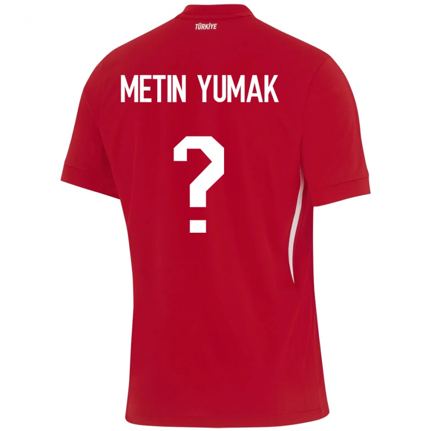 ילדים טורקיה Yiğit Metin Yumak #0 אָדוֹם הרחק ג'רזי 24-26 חולצה קצרה