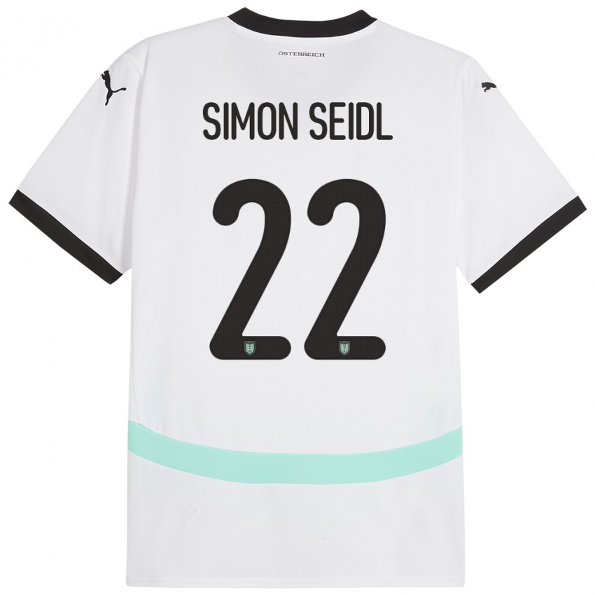 ילדים אוסטריה Simon Seidl #22 לבן הרחק ג'רזי 24-26 חולצה קצרה