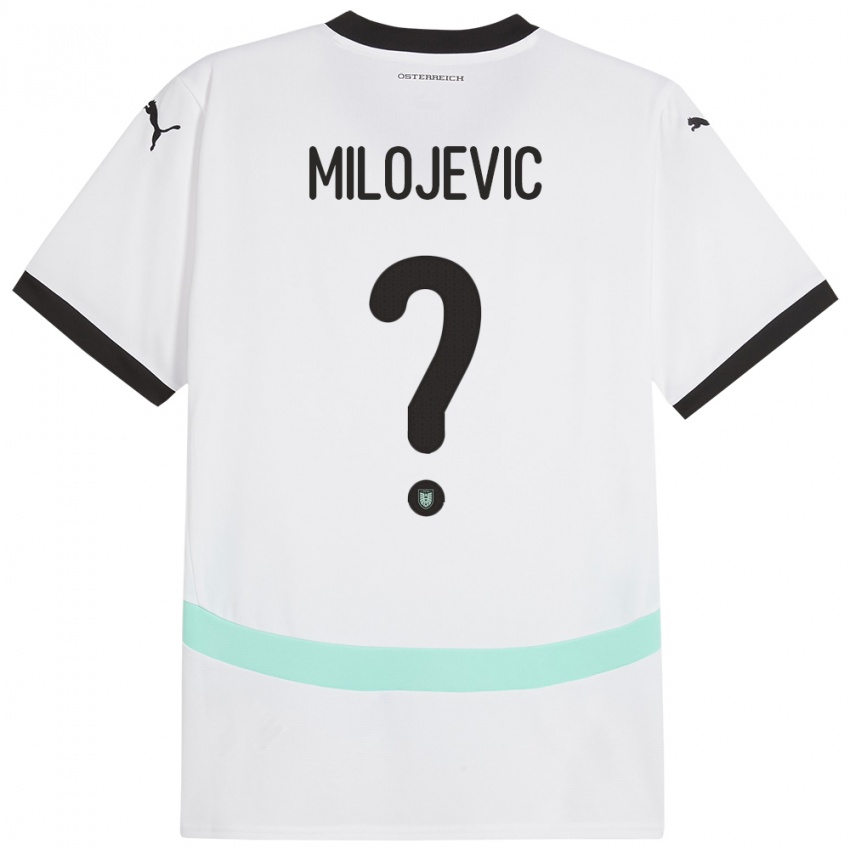 ילדים אוסטריה Filip Milojevic #0 לבן הרחק ג'רזי 24-26 חולצה קצרה