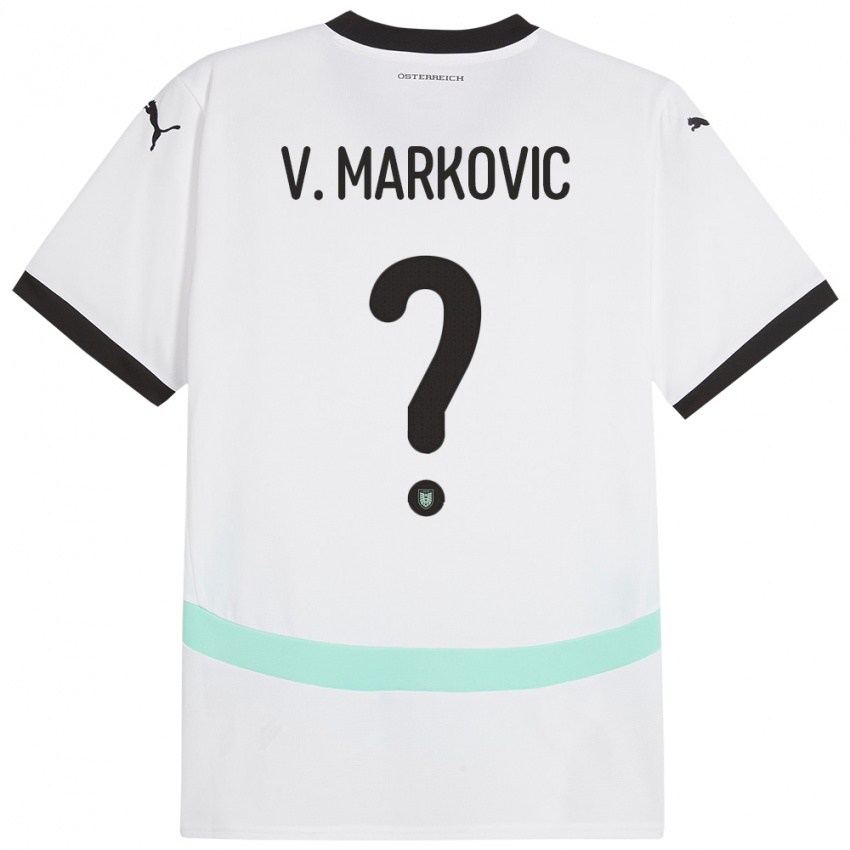 ילדים אוסטריה Vasilije Markovic #0 לבן הרחק ג'רזי 24-26 חולצה קצרה