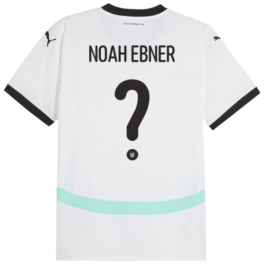 ילדים אוסטריה Noah Ebner #0 לבן הרחק ג'רזי 24-26 חולצה קצרה