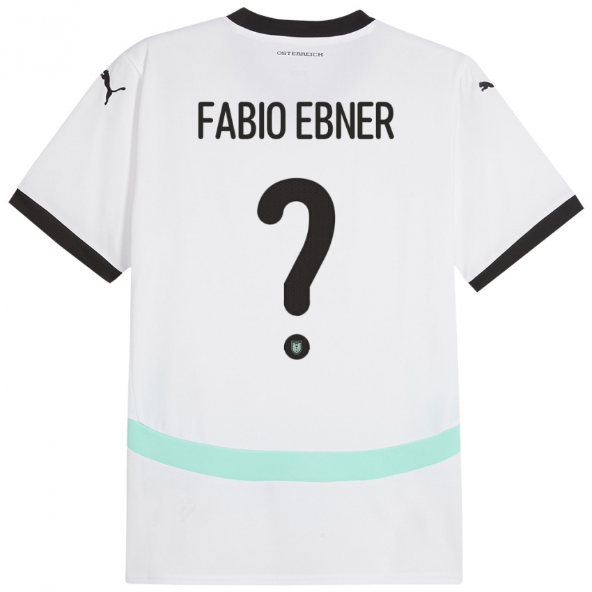 ילדים אוסטריה Fabio Ebner #0 לבן הרחק ג'רזי 24-26 חולצה קצרה