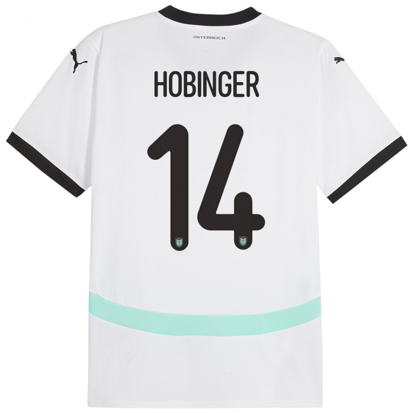 ילדים אוסטריה Marie Höbinger #14 לבן הרחק ג'רזי 24-26 חולצה קצרה