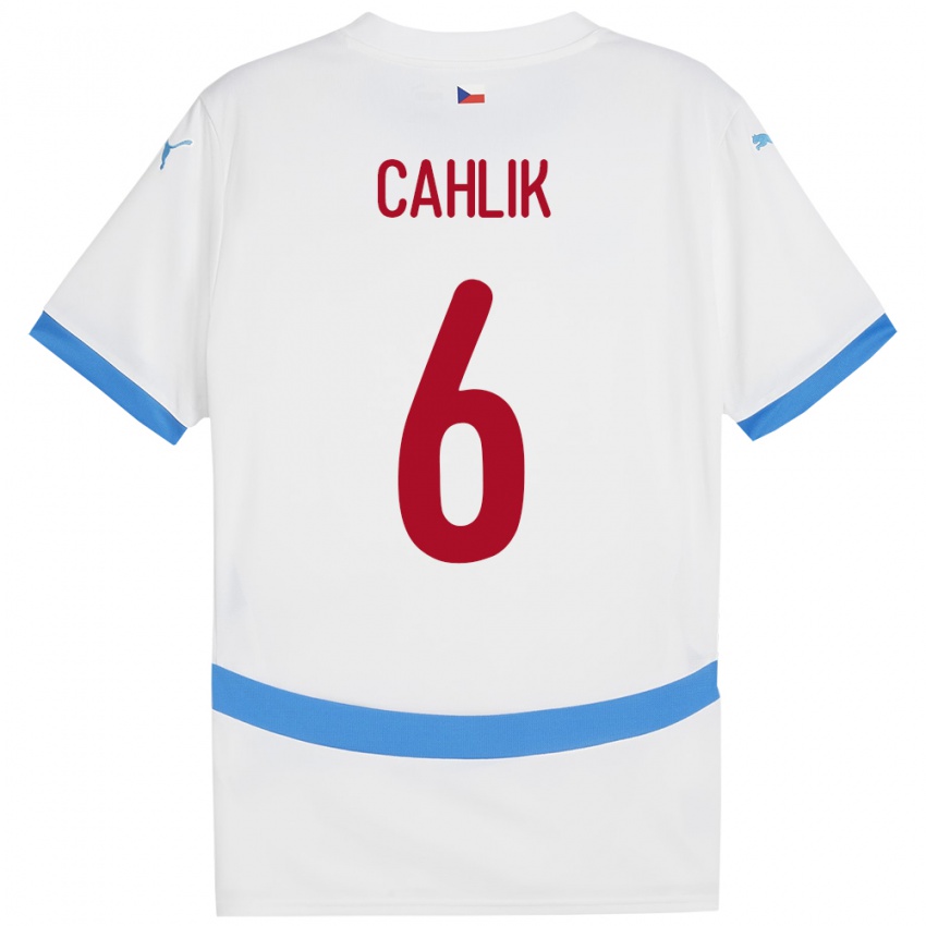 ילדים צ'כיה Jakub Cahlik #6 לבן הרחק ג'רזי 24-26 חולצה קצרה