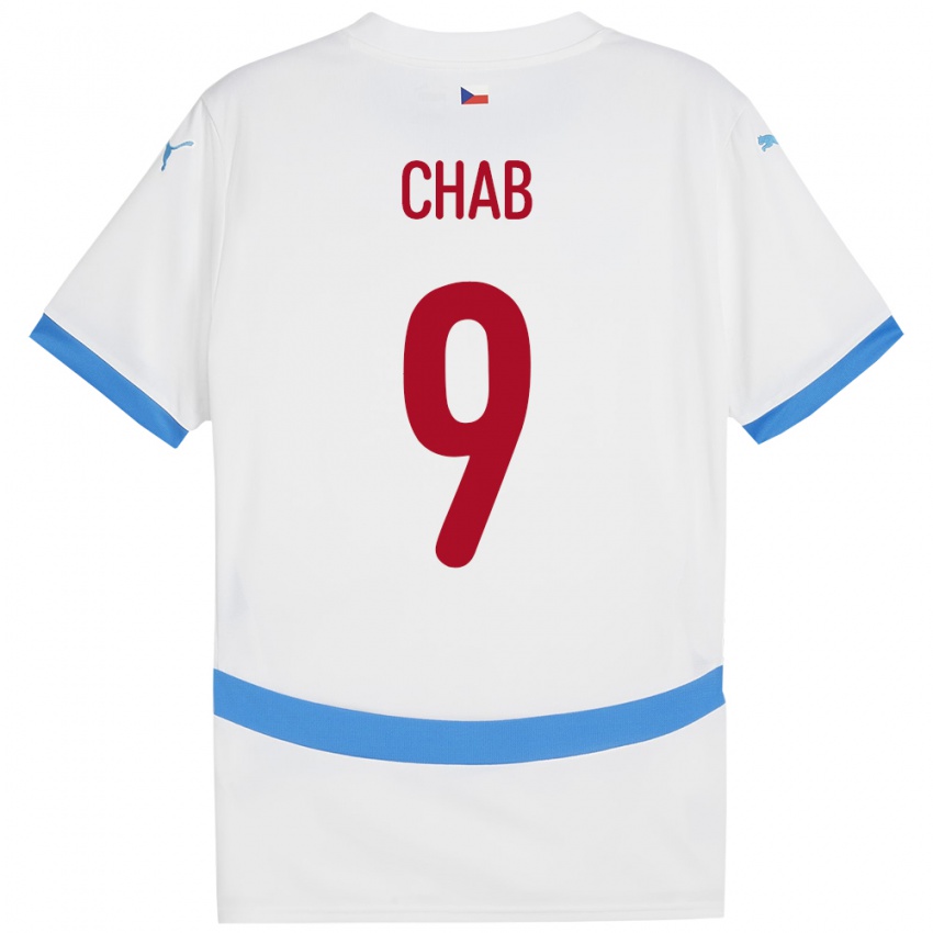 ילדים צ'כיה Adam Chab #9 לבן הרחק ג'רזי 24-26 חולצה קצרה