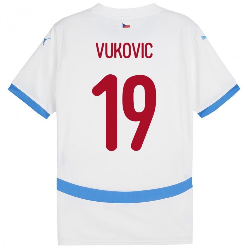 ילדים צ'כיה Kristian Vukovic #19 לבן הרחק ג'רזי 24-26 חולצה קצרה