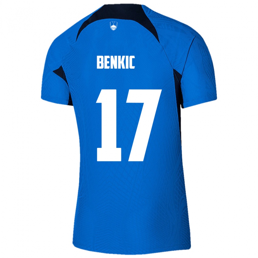 ילדים סלובניה Kevin Benkic #17 כְּחוֹל הרחק ג'רזי 24-26 חולצה קצרה