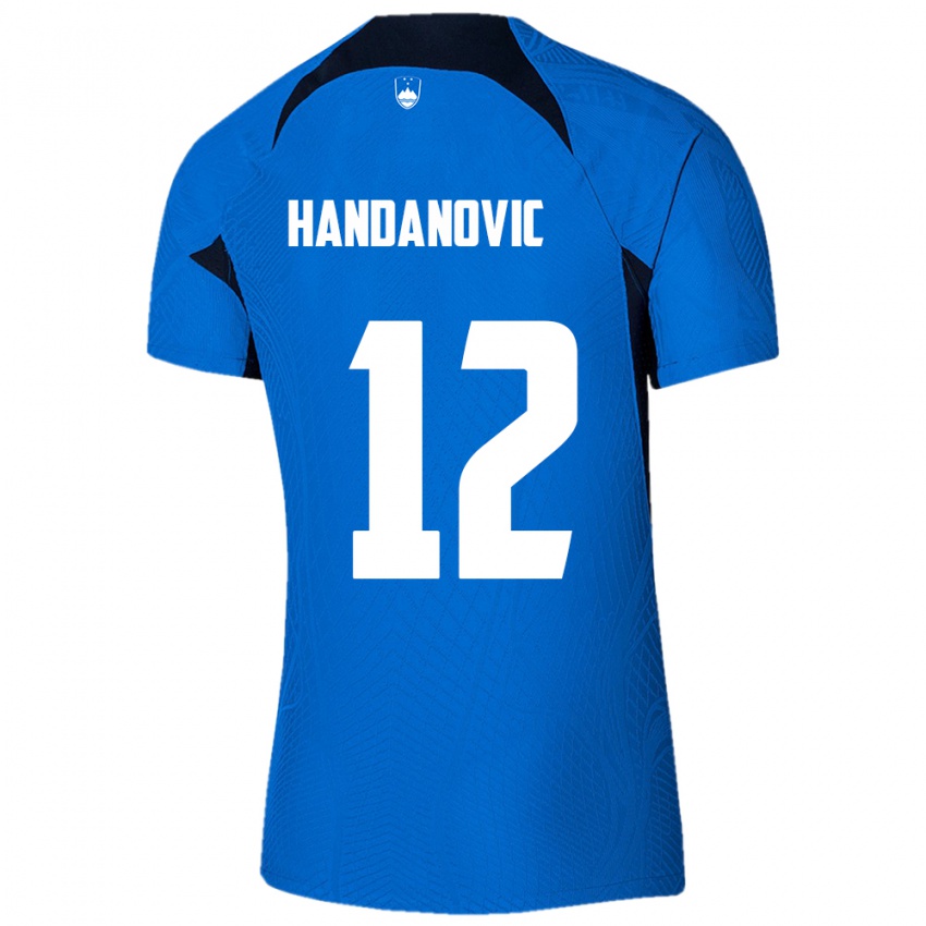 ילדים סלובניה Tanej Handanovic #12 כְּחוֹל הרחק ג'רזי 24-26 חולצה קצרה