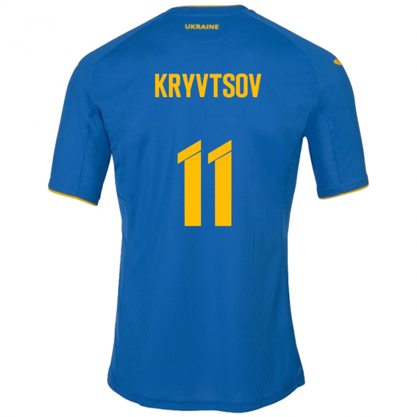 ילדים אוקראינה Nikita Kryvtsov #11 כְּחוֹל הרחק ג'רזי 24-26 חולצה קצרה