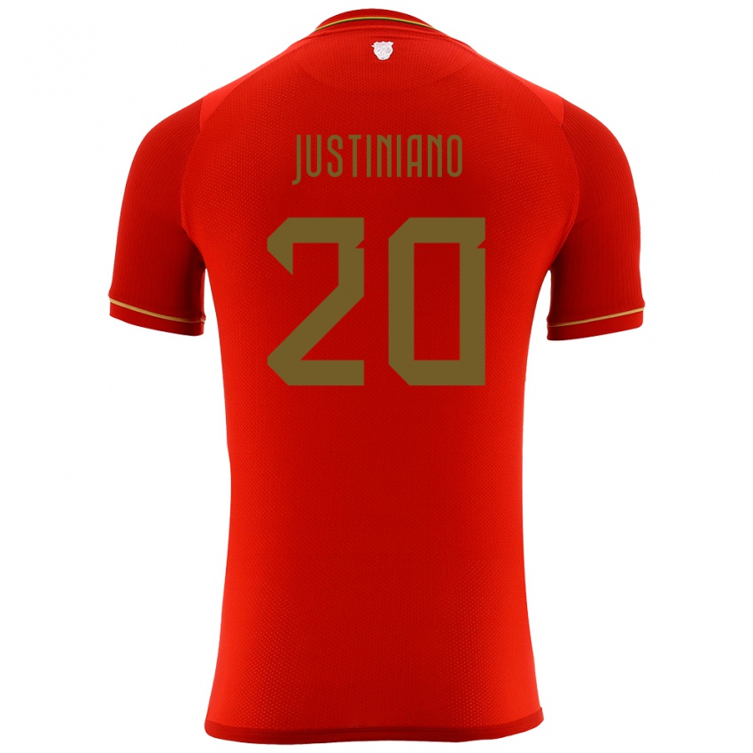 ילדים בוליביה Leonardo Justiniano #20 אָדוֹם הרחק ג'רזי 24-26 חולצה קצרה