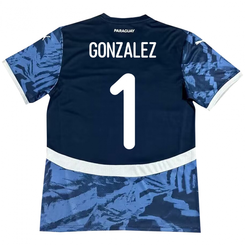 ילדים פרגוואי Ángel González #1 כְּחוֹל הרחק ג'רזי 24-26 חולצה קצרה