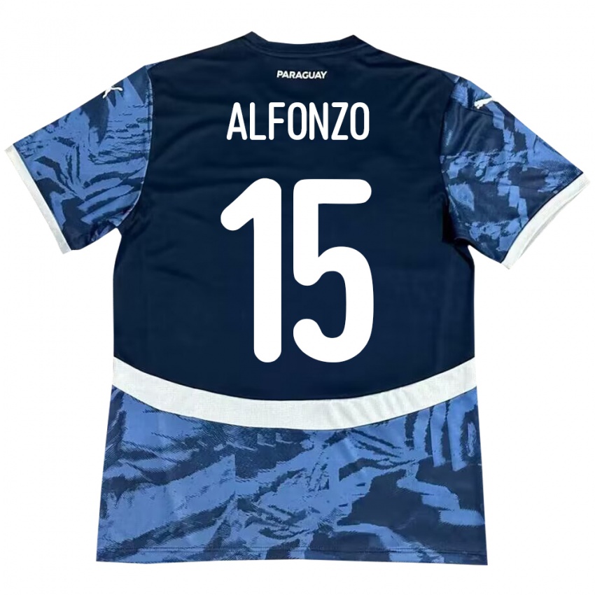 ילדים פרגוואי Axel Alfonzo #15 כְּחוֹל הרחק ג'רזי 24-26 חולצה קצרה