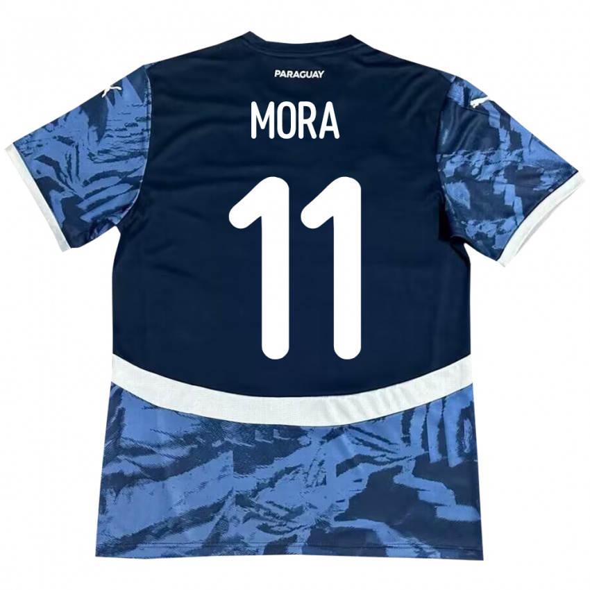 ילדים פרגוואי Jorge Mora #11 כְּחוֹל הרחק ג'רזי 24-26 חולצה קצרה