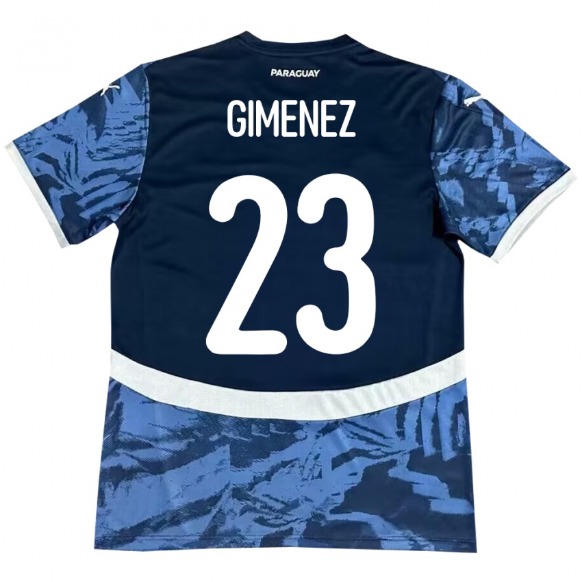 ילדים פרגוואי Miguel Giménez #23 כְּחוֹל הרחק ג'רזי 24-26 חולצה קצרה