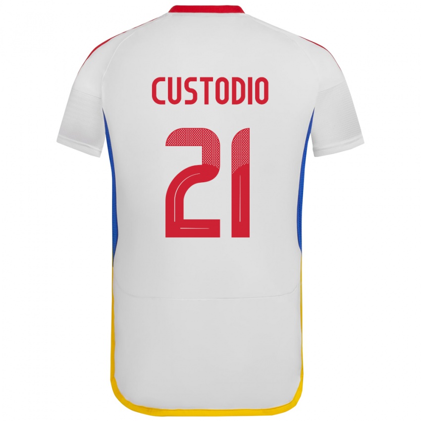 ילדים ונצואלה Alex Custodio #21 לבן הרחק ג'רזי 24-26 חולצה קצרה