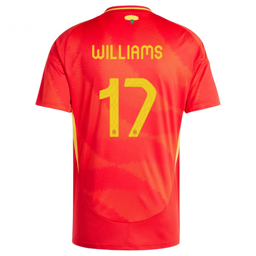 גברים ספרד ניקו ויליאמס #17 אָדוֹם ג'רזי ביתית 24-26 חולצה קצרה