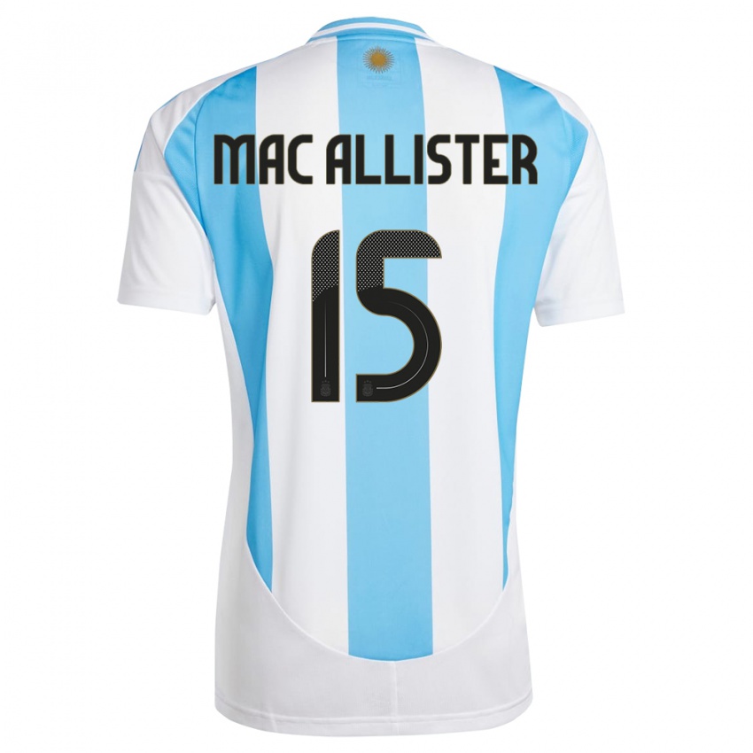 גברים ארגנטינה אלכסיס מקאליסטר #15 לבן כחול ג'רזי ביתית 24-26 חולצה קצרה