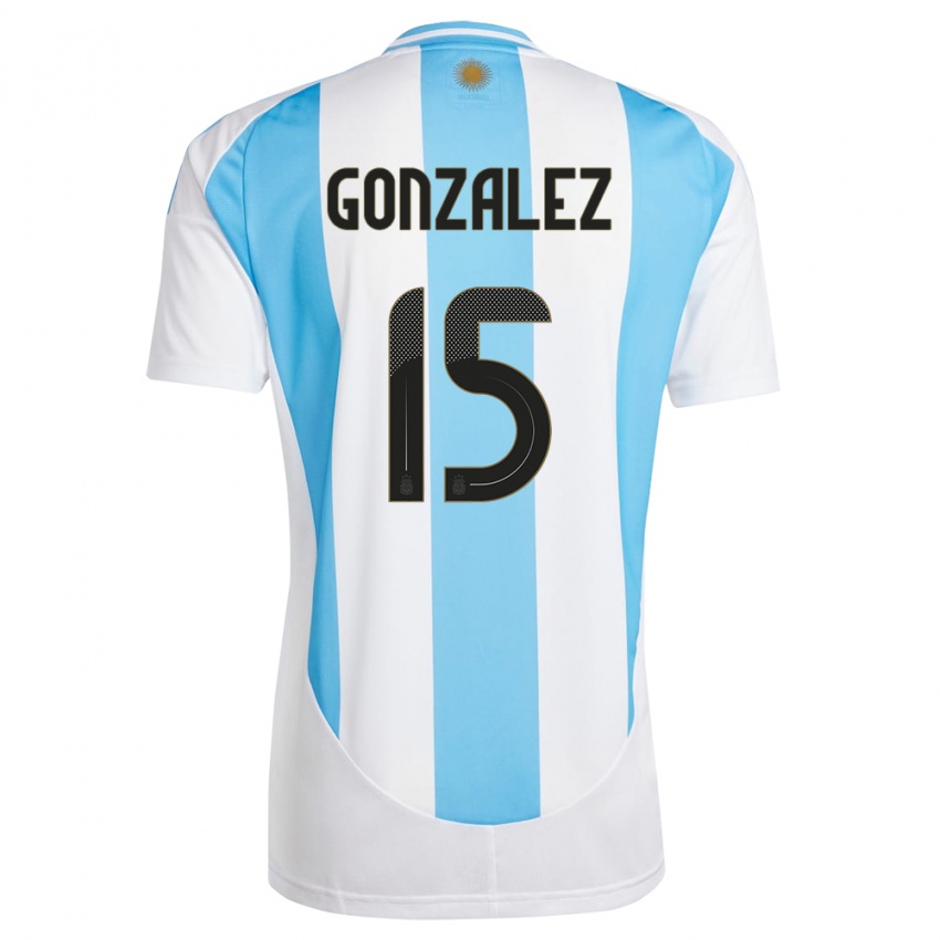 גברים ארגנטינה ניקולאס גונסאלס #15 לבן כחול ג'רזי ביתית 24-26 חולצה קצרה