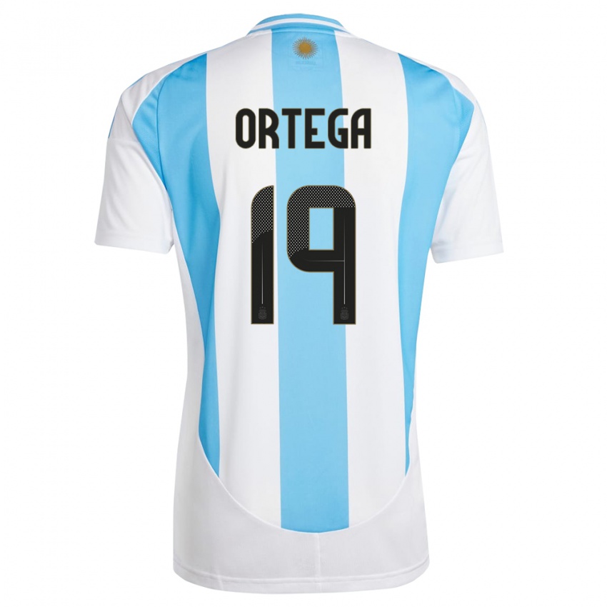 גברים ארגנטינה פרנסיסקו אורטגה #19 לבן כחול ג'רזי ביתית 24-26 חולצה קצרה