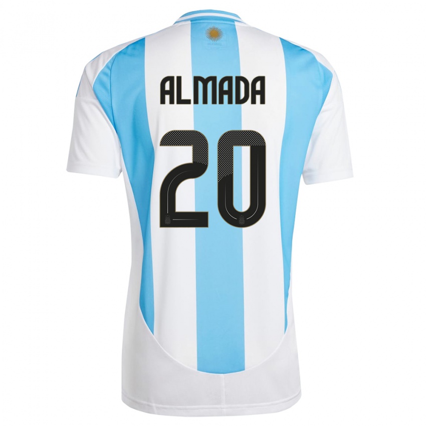 גברים ארגנטינה טיאגו אלמדה #20 לבן כחול ג'רזי ביתית 24-26 חולצה קצרה