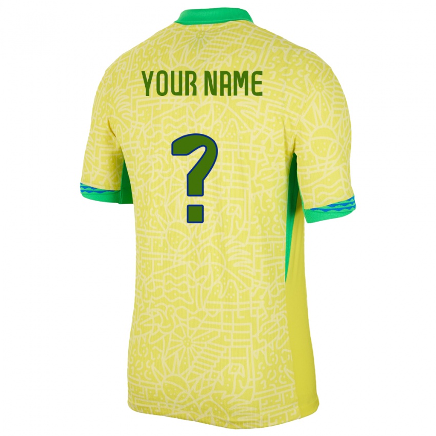 גברים ברזיל השם שלך #0 צהוב ג'רזי ביתית 24-26 חולצה קצרה