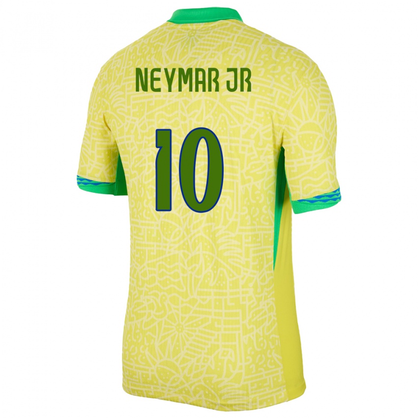 גברים ברזיל ניימאר #10 צהוב ג'רזי ביתית 24-26 חולצה קצרה