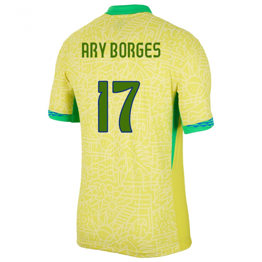 גברים ברזיל ארי בורז׳ס #17 צהוב ג'רזי ביתית 24-26 חולצה קצרה
