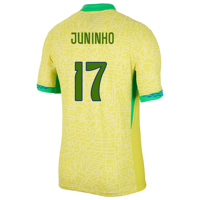 גברים ברזיל ז'וניניו #17 צהוב ג'רזי ביתית 24-26 חולצה קצרה