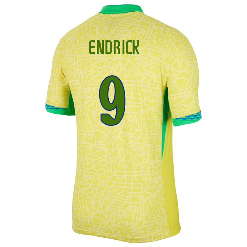 גברים ברזיל אנדריק פליפה #9 צהוב ג'רזי ביתית 24-26 חולצה קצרה