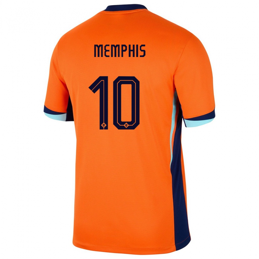 גברים הולנד ממפיס דפאי #10 תפוז ג'רזי ביתית 24-26 חולצה קצרה