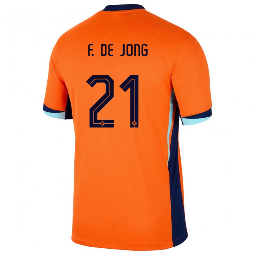 גברים הולנד פרנקי דה יונג #21 תפוז ג'רזי ביתית 24-26 חולצה קצרה