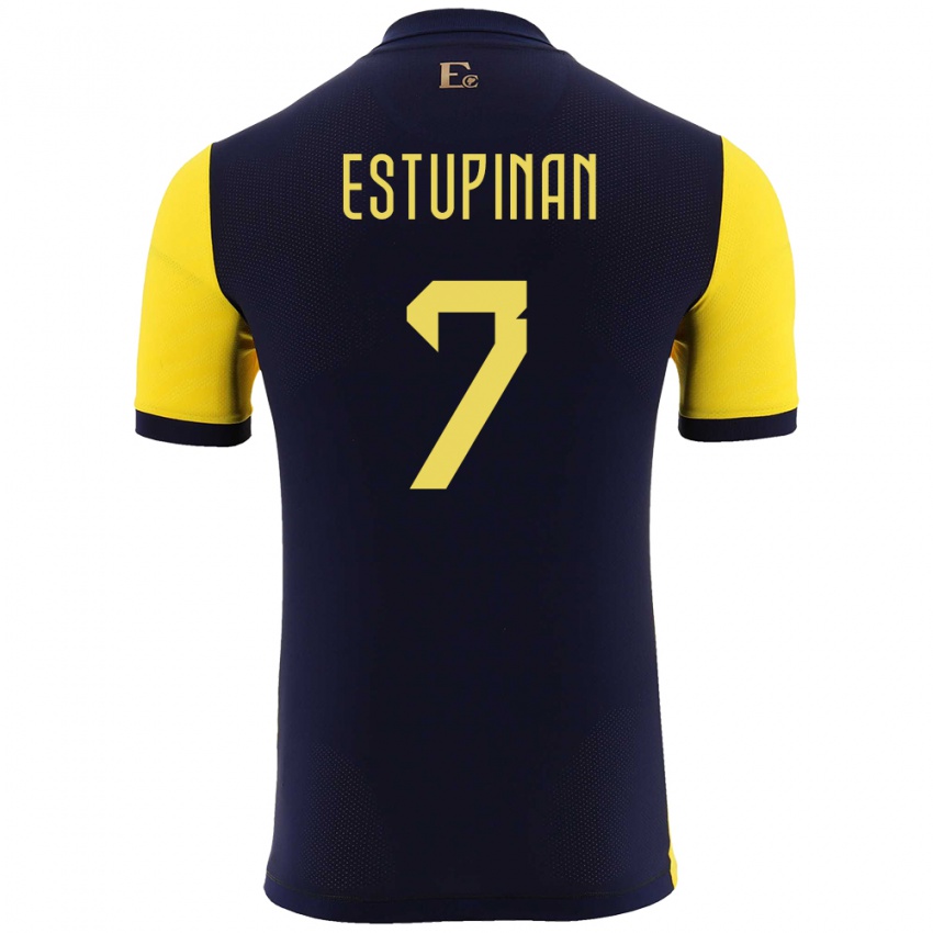 גברים אקוודור פרביס אסטופיניאן #7 צהוב ג'רזי ביתית 24-26 חולצה קצרה
