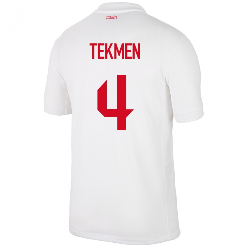 גברים טורקיה Ece Tekmen #4 לבן ג'רזי ביתית 24-26 חולצה קצרה
