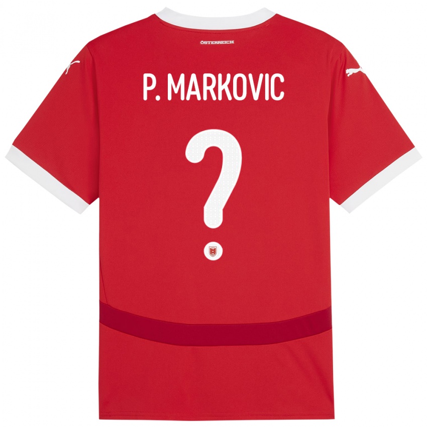 גברים אוסטריה Petar Markovic #0 אָדוֹם ג'רזי ביתית 24-26 חולצה קצרה