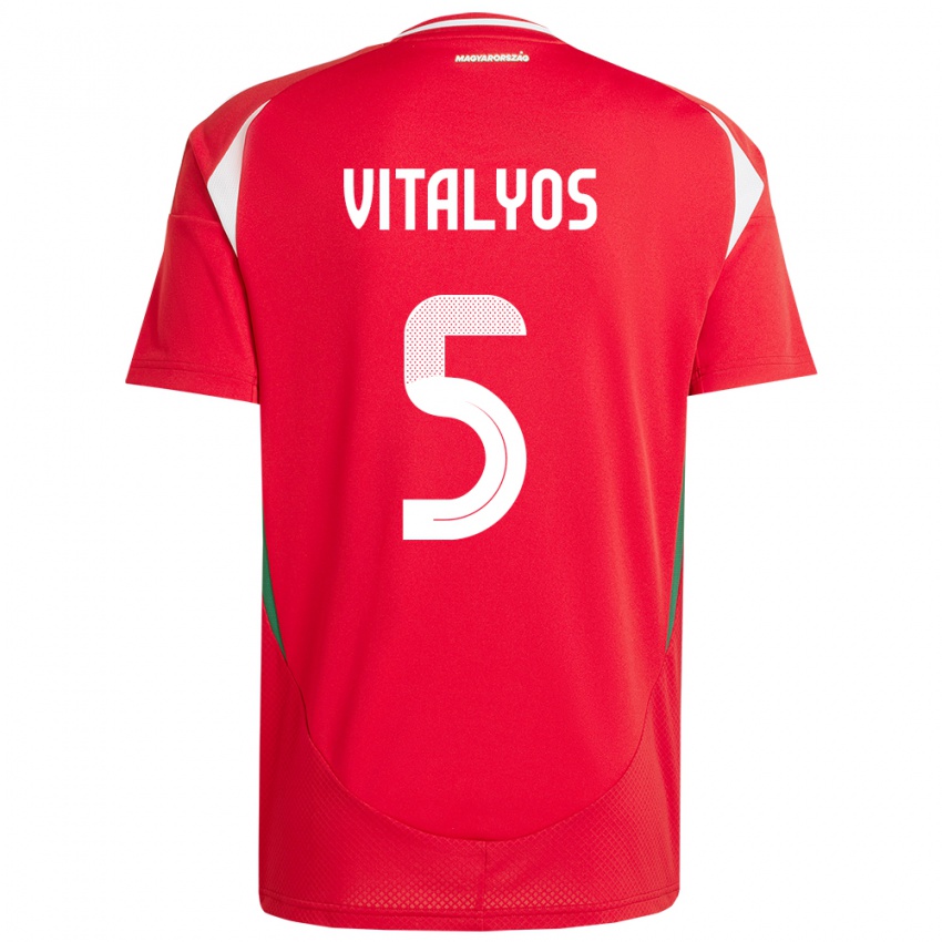 גברים הונגריה Viktor Vitályos #5 אָדוֹם ג'רזי ביתית 24-26 חולצה קצרה