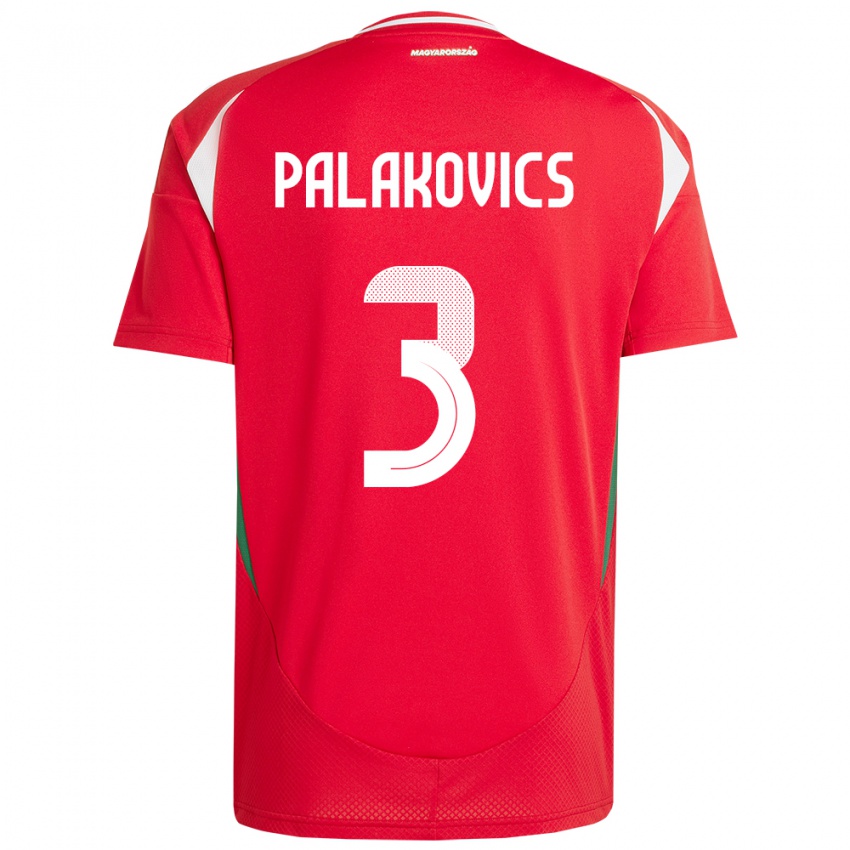 גברים הונגריה Laura Palakovics #3 אָדוֹם ג'רזי ביתית 24-26 חולצה קצרה