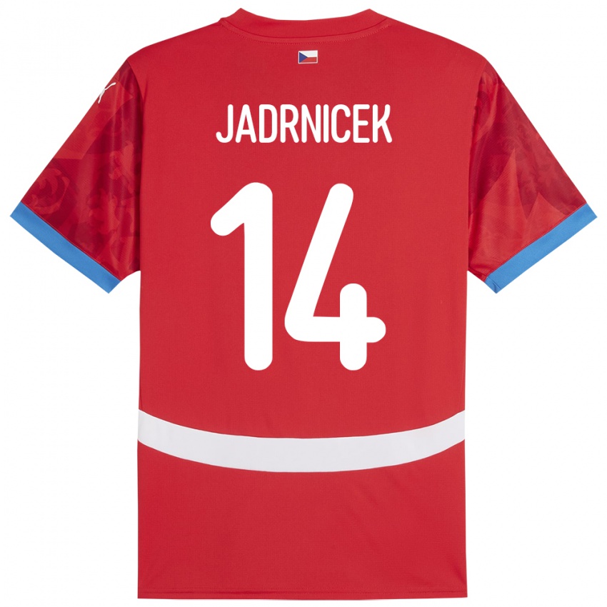 גברים צ'כיה Nikola Jadrnicek #14 אָדוֹם ג'רזי ביתית 24-26 חולצה קצרה