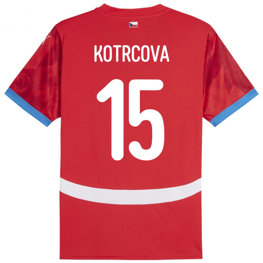 גברים צ'כיה Kateřina Kotrčová #15 אָדוֹם ג'רזי ביתית 24-26 חולצה קצרה