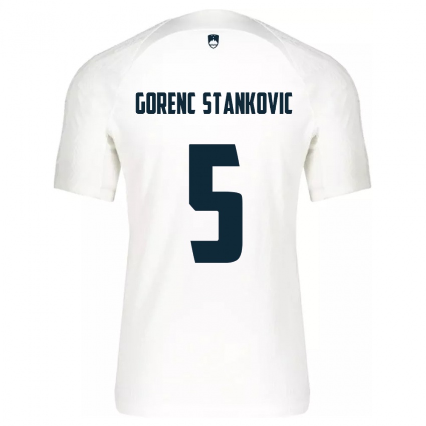 גברים סלובניה יון סטנקוביץ' #5 לבן ג'רזי ביתית 24-26 חולצה קצרה