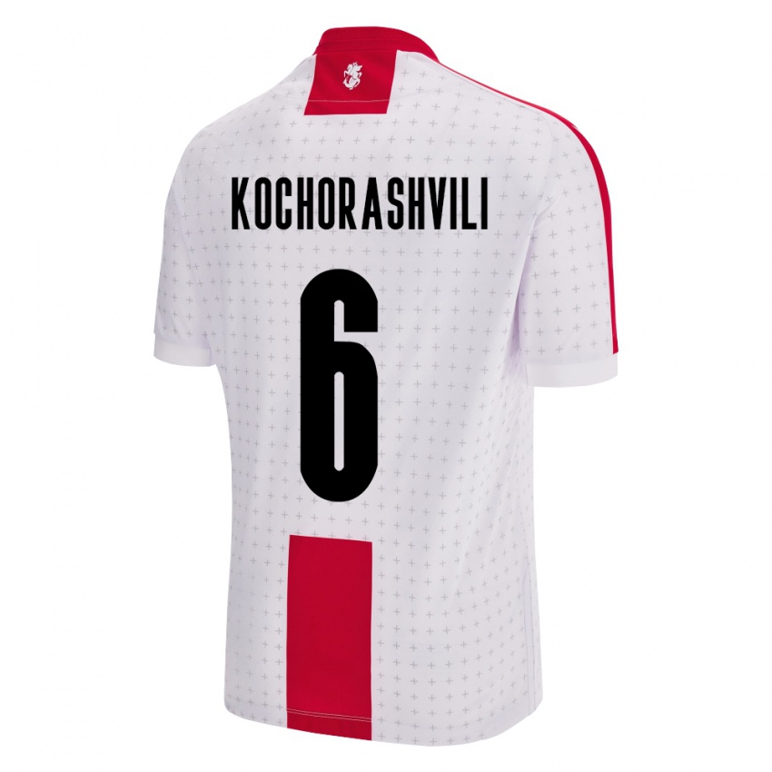 גברים גאורגיה Giorgi Kochorashvili #6 לבן ג'רזי ביתית 24-26 חולצה קצרה