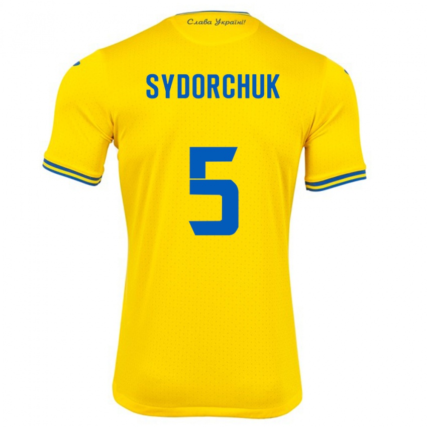גברים אוקראינה סרגיי סידורצ'וק #5 צהוב ג'רזי ביתית 24-26 חולצה קצרה