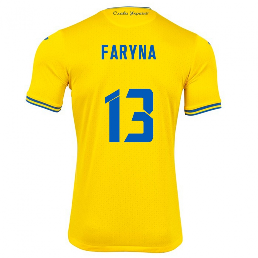 גברים אוקראינה מריאן פארינה #13 צהוב ג'רזי ביתית 24-26 חולצה קצרה