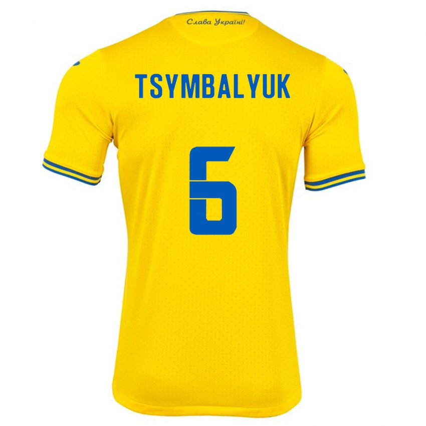 גברים אוקראינה Maksym Tsymbalyuk #6 צהוב ג'רזי ביתית 24-26 חולצה קצרה