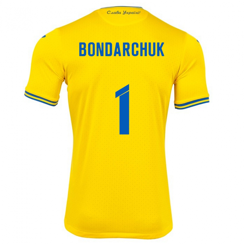 גברים אוקראינה Daryna Bondarchuk #1 צהוב ג'רזי ביתית 24-26 חולצה קצרה