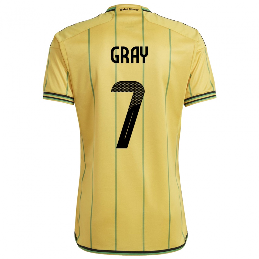 גברים ג'מייקה דמראי גריי #7 צהוב ג'רזי ביתית 24-26 חולצה קצרה